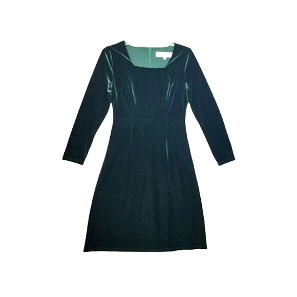 JESSAKAE Dark Green Wonder Dress Sz Large Velvet Long Sleeves Midi Christmas - Picture 2 of 8